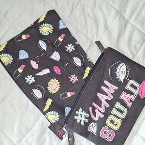 No Boundaries Black Cosmetic Bag Set with Colorful Icons